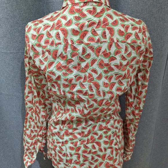 J Crew Perfect Fit Watermelon Print Shirt button down small - Picture 2 of 5